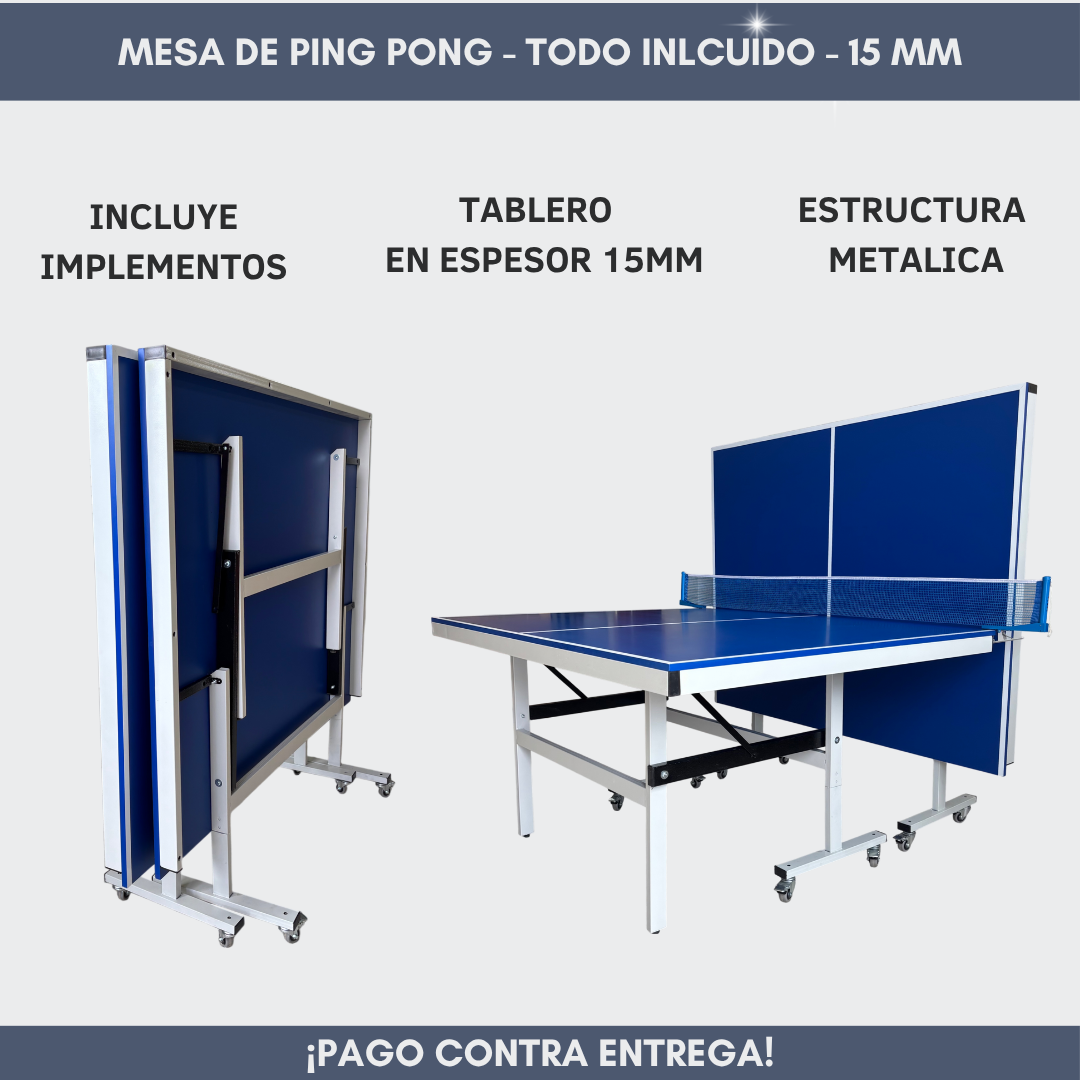 Mesa de Ping Pong de 15mm - Azul