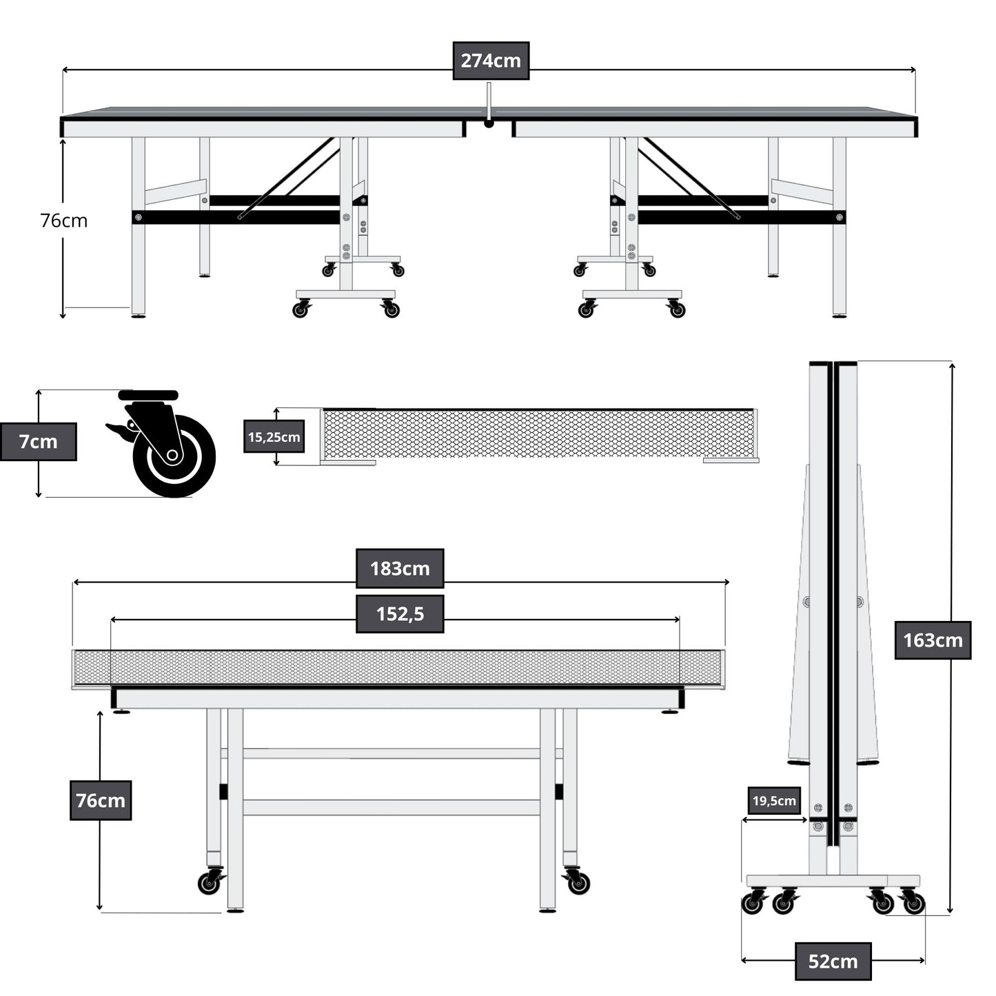 Mesa de Ping Pong - Ref. Profesional 15mm