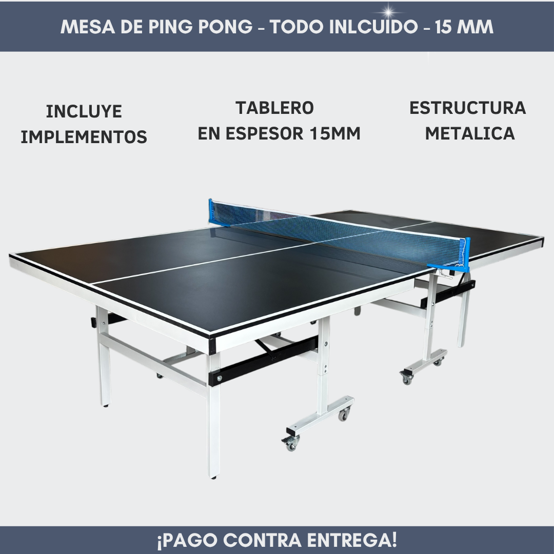 Mesa de Ping Pong de 15mm - Negra