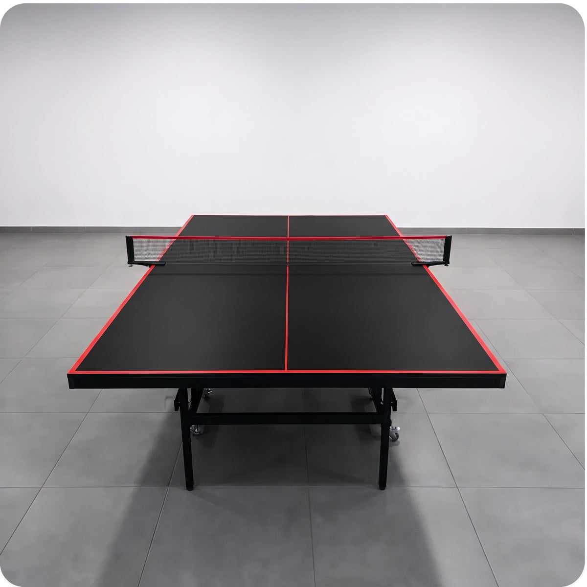 Color: Negro y rojo — Mesa de ping pong LORBAN negro y rojo vista de frente