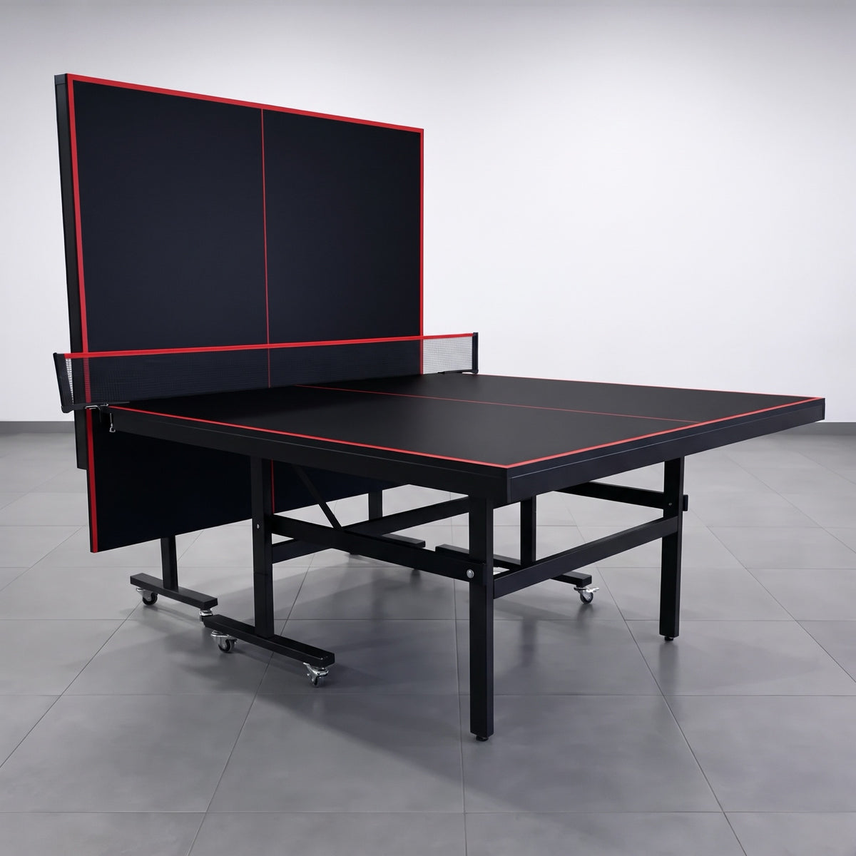 Color: Negro y rojo — Mesa de ping pong LORBAN negro y rojo en modo juego individual