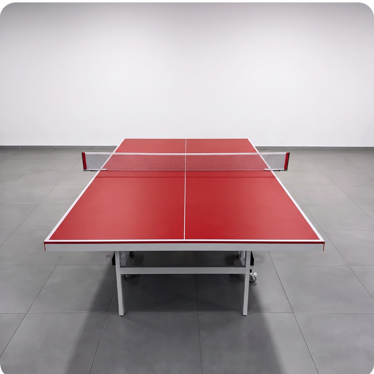 Color: Rojo y blanco — Mesa de ping pong LORBAN rojo y blanco vista de frente