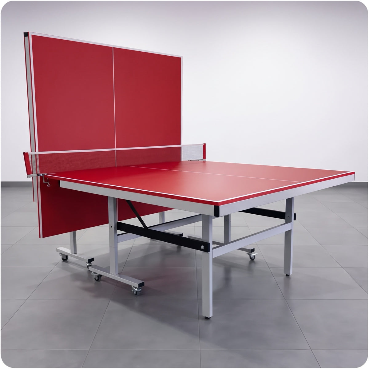 Color: Rojo y blanco — Mesa de ping pong LORBAN rojo y blanco en modo juego individual